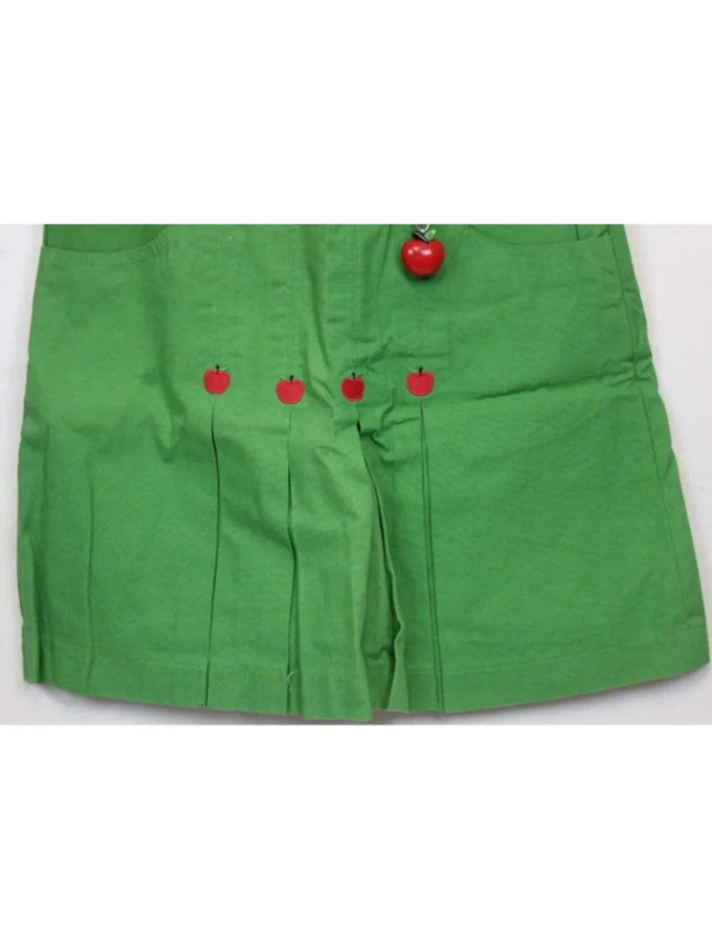 2008 Gymboree Prep School Skorts sz 12 Green Apples Pleated Pockets Adjust Waist